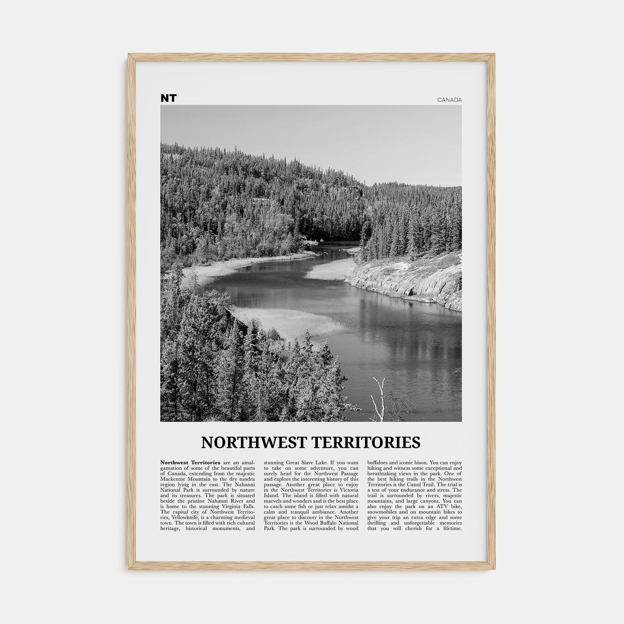 Northwest Territories Travel B&W Poster