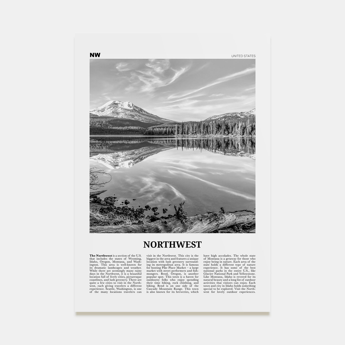 Northwest Travel B&W Poster