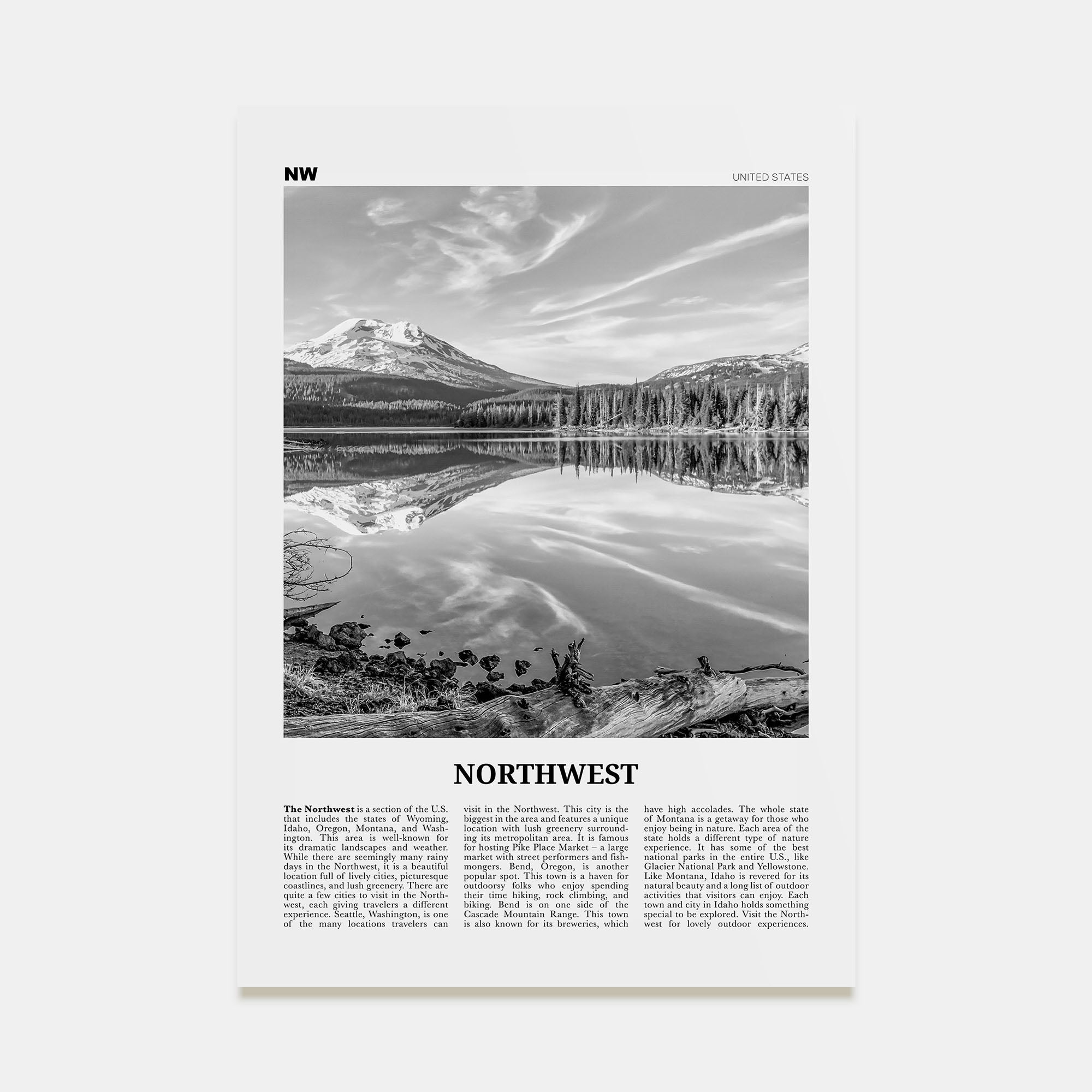 Northwest Travel B&W Poster