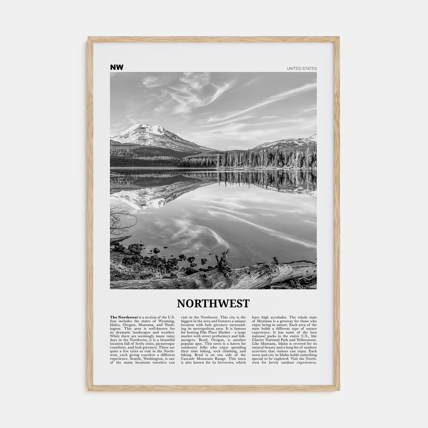 Northwest Travel B&W Poster