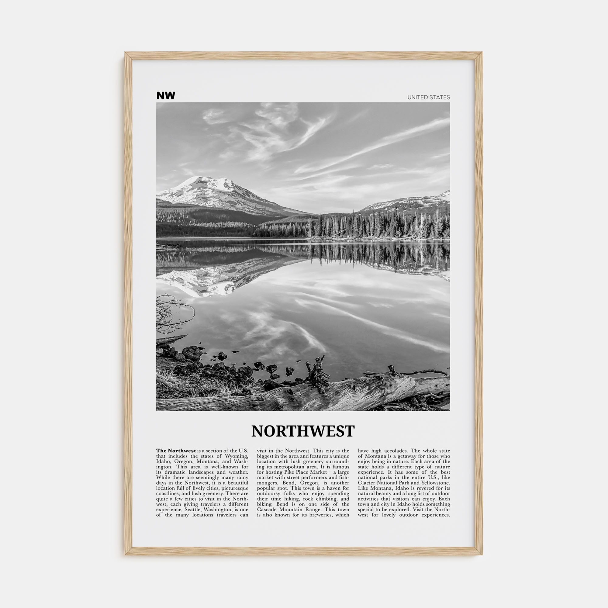 Northwest Travel B&W Poster