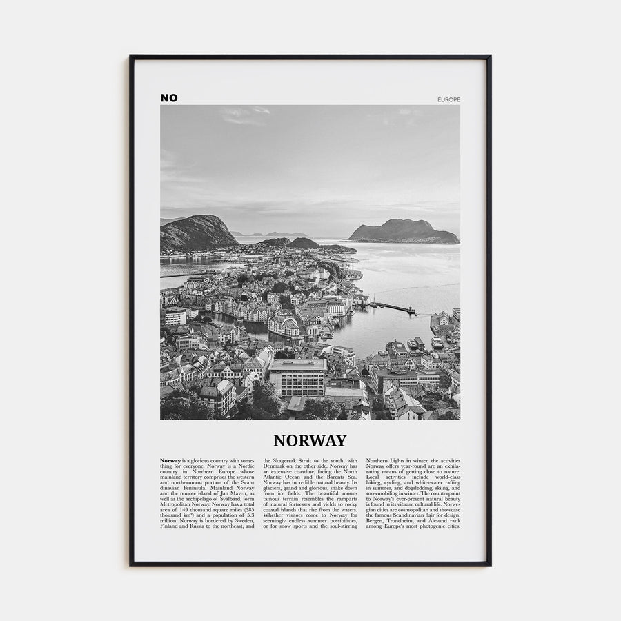 Norway Travel B&W Poster