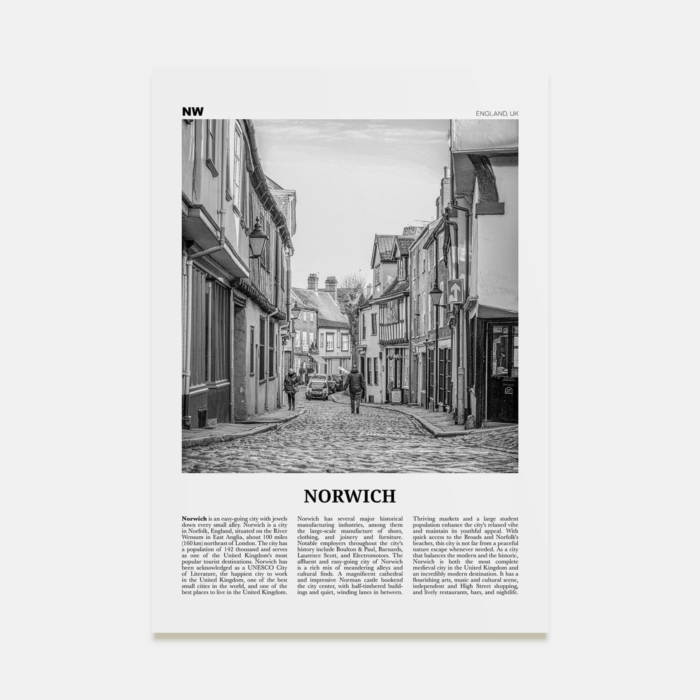 Norwich Travel B&W Poster