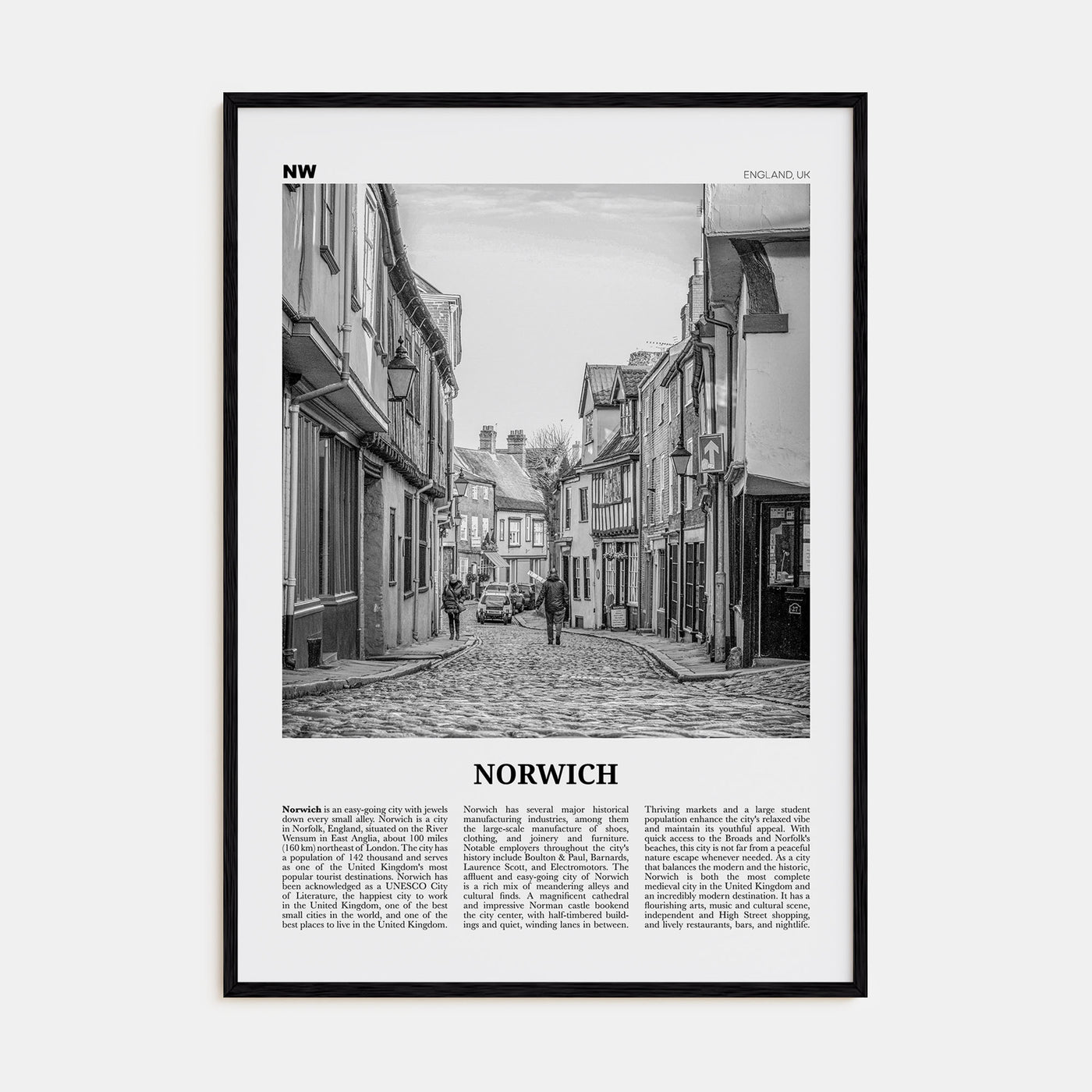 Norwich Travel B&W Poster