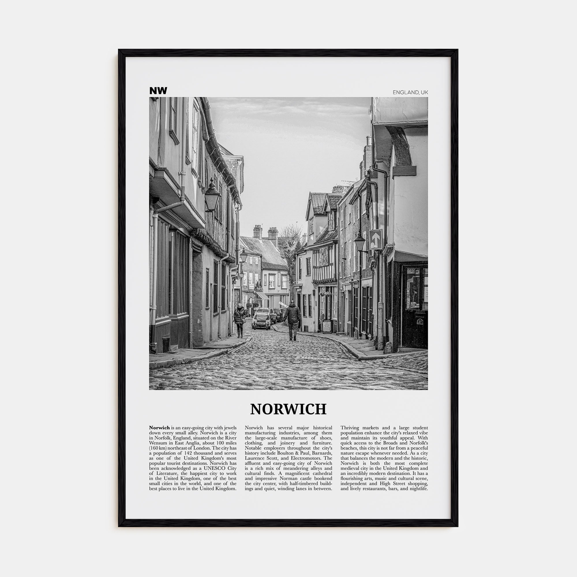 Norwich Travel B&W Poster
