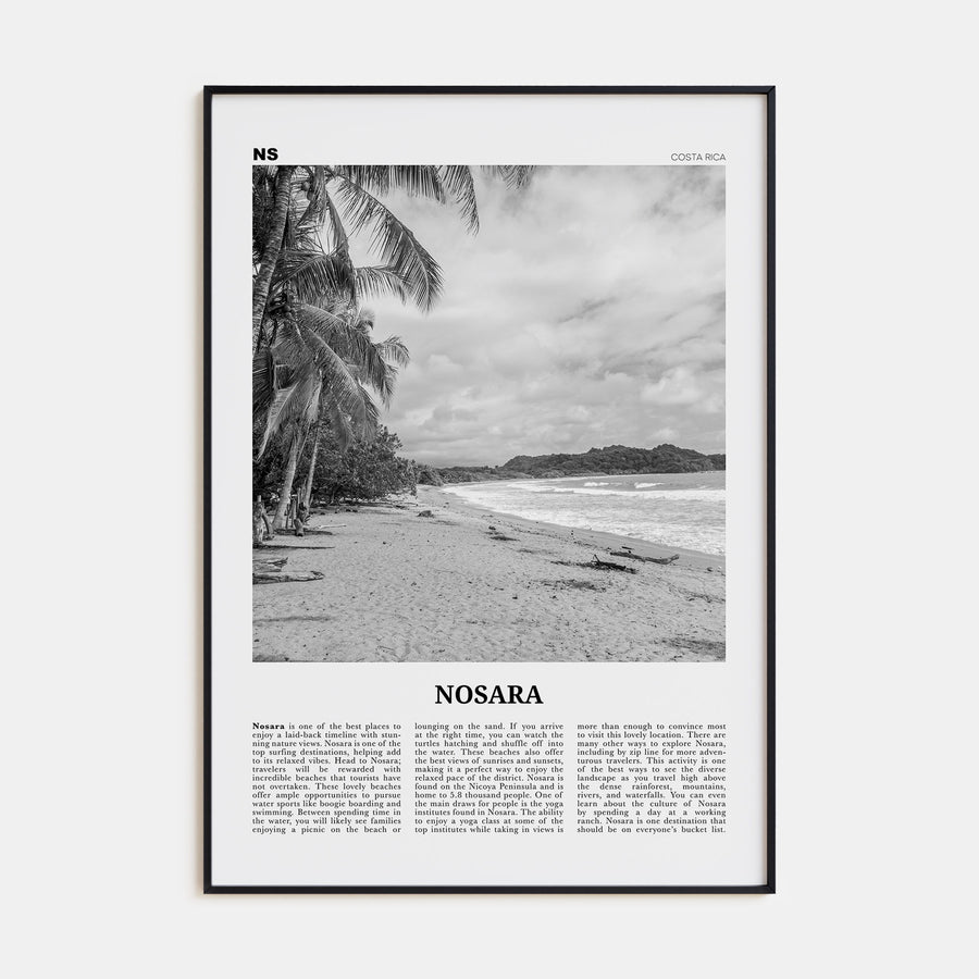 Nosara Travel B&W Poster