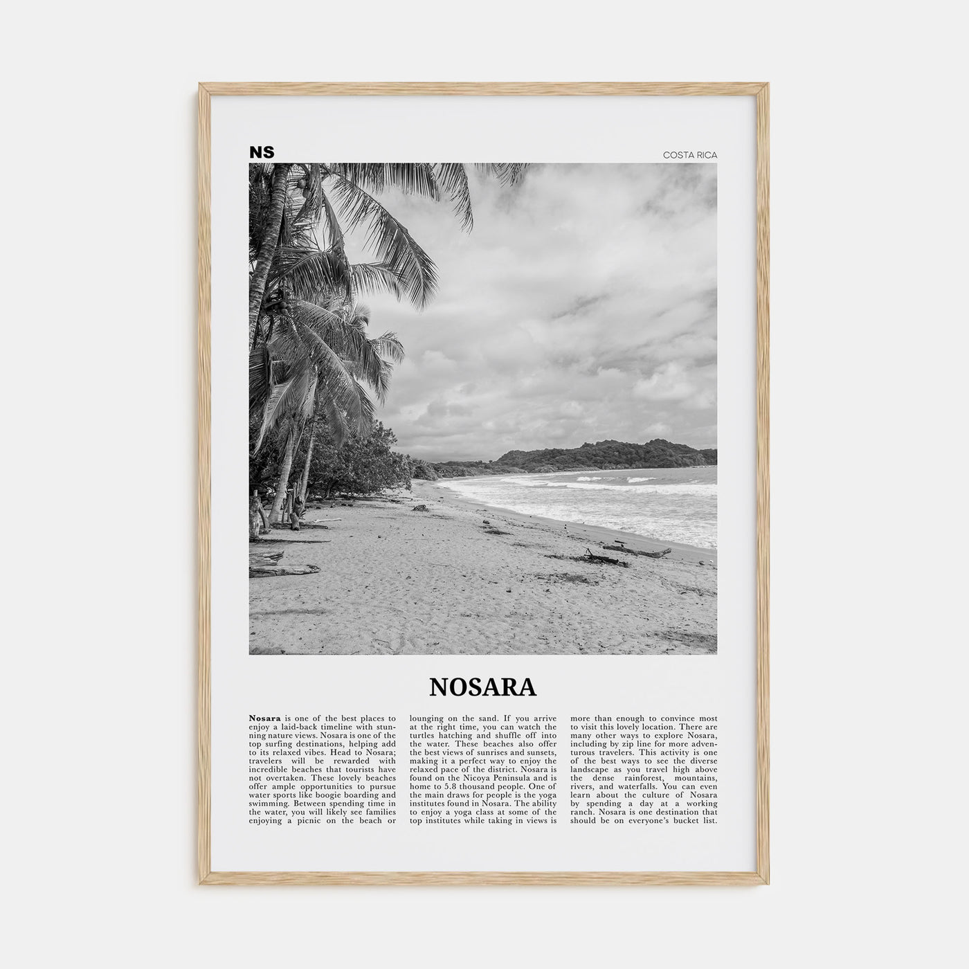 Nosara Travel B&W Poster