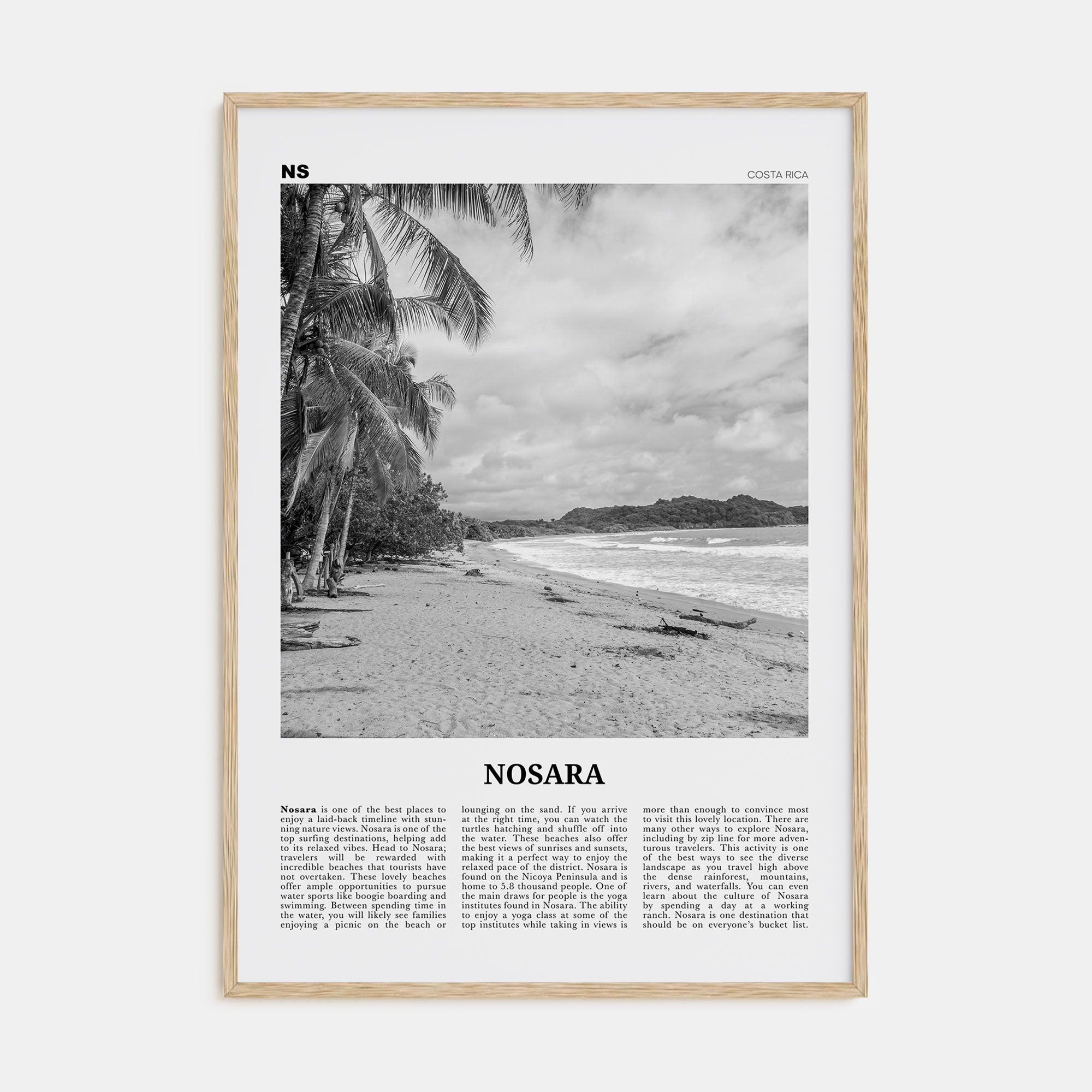 Nosara Travel B&W Poster