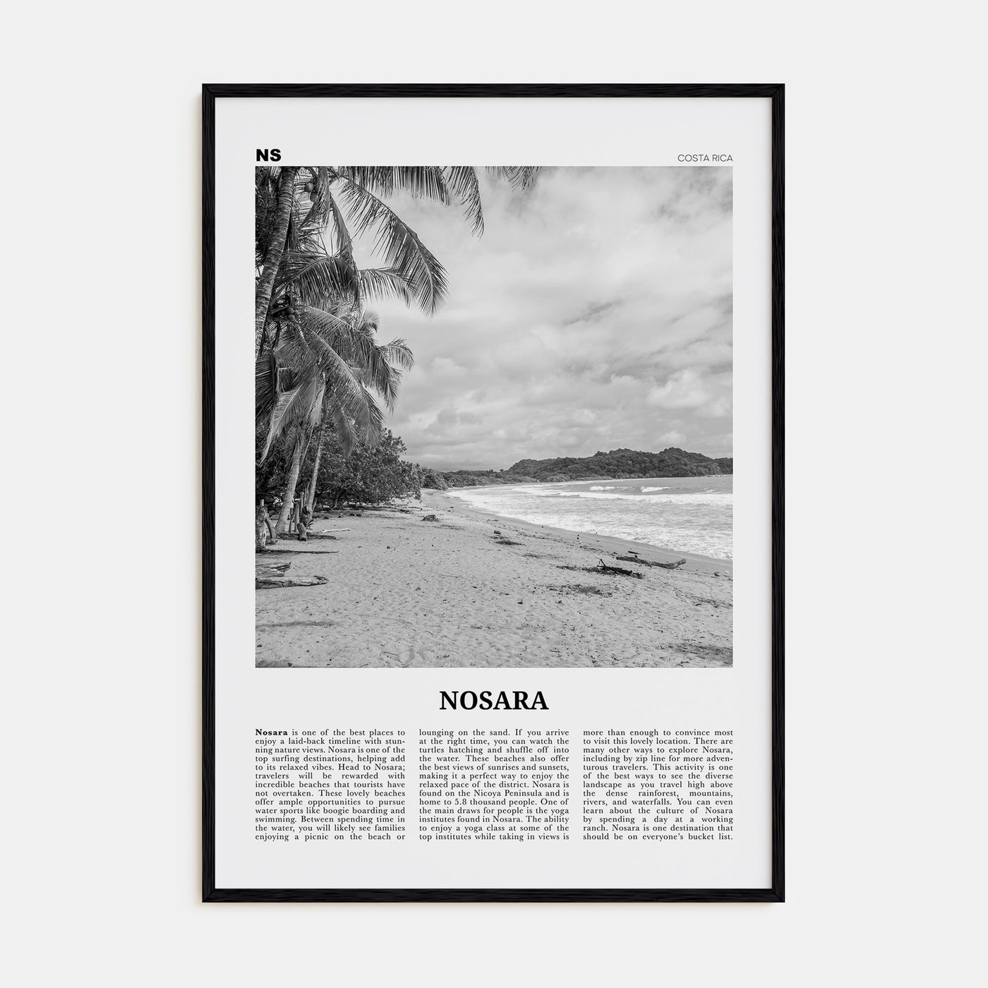 Nosara Travel B&W Poster