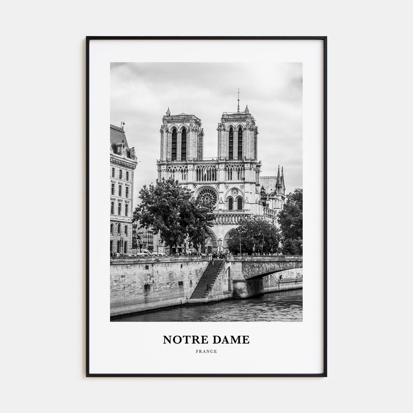 Notre Dame, France Portrait B&W No 2 Poster