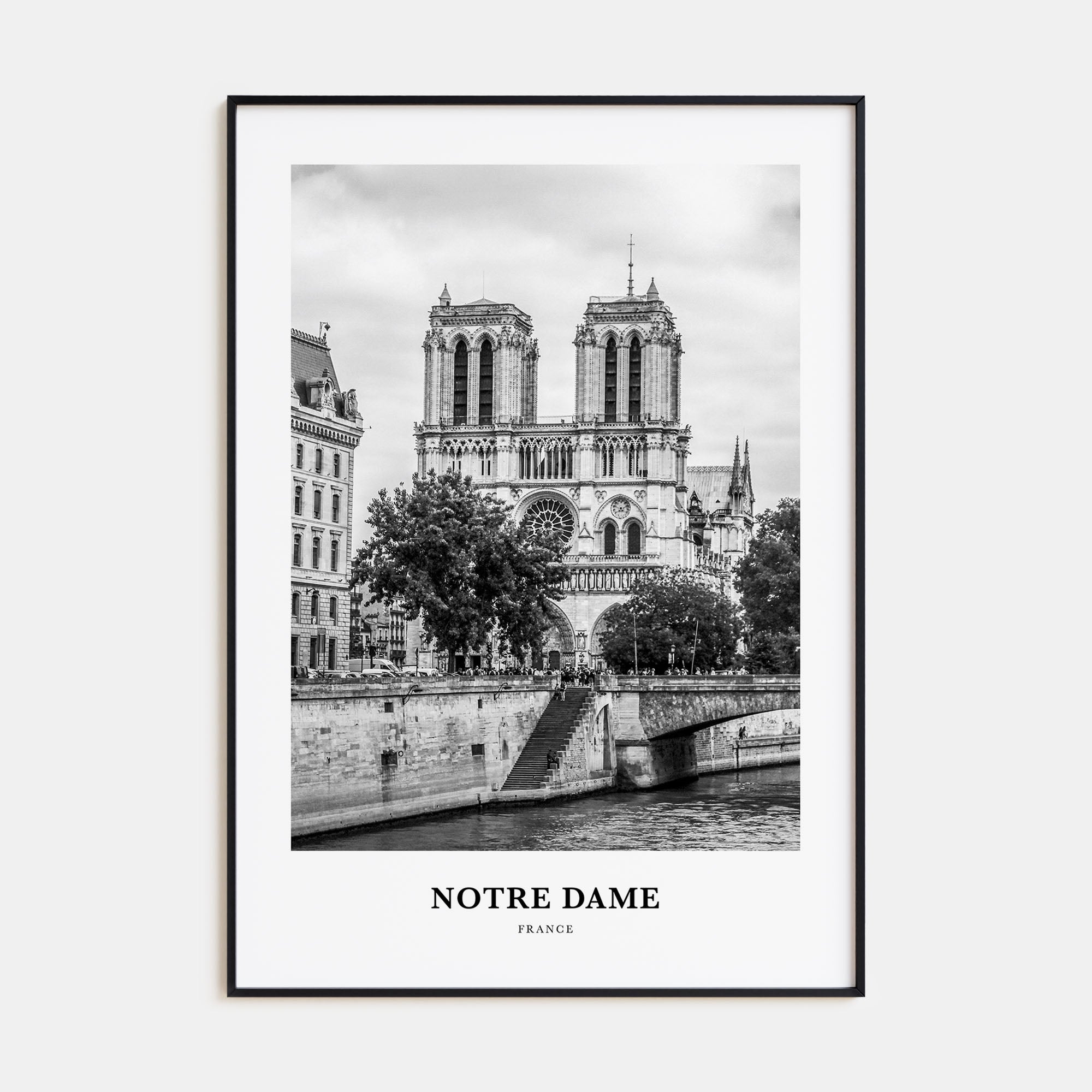 Notre Dame, France Portrait B&W No 2 Poster