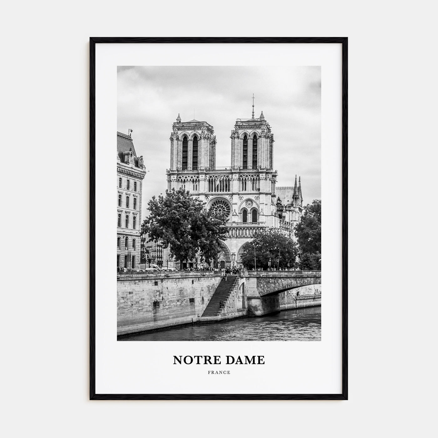Notre Dame, France Portrait B&W No 2 Poster