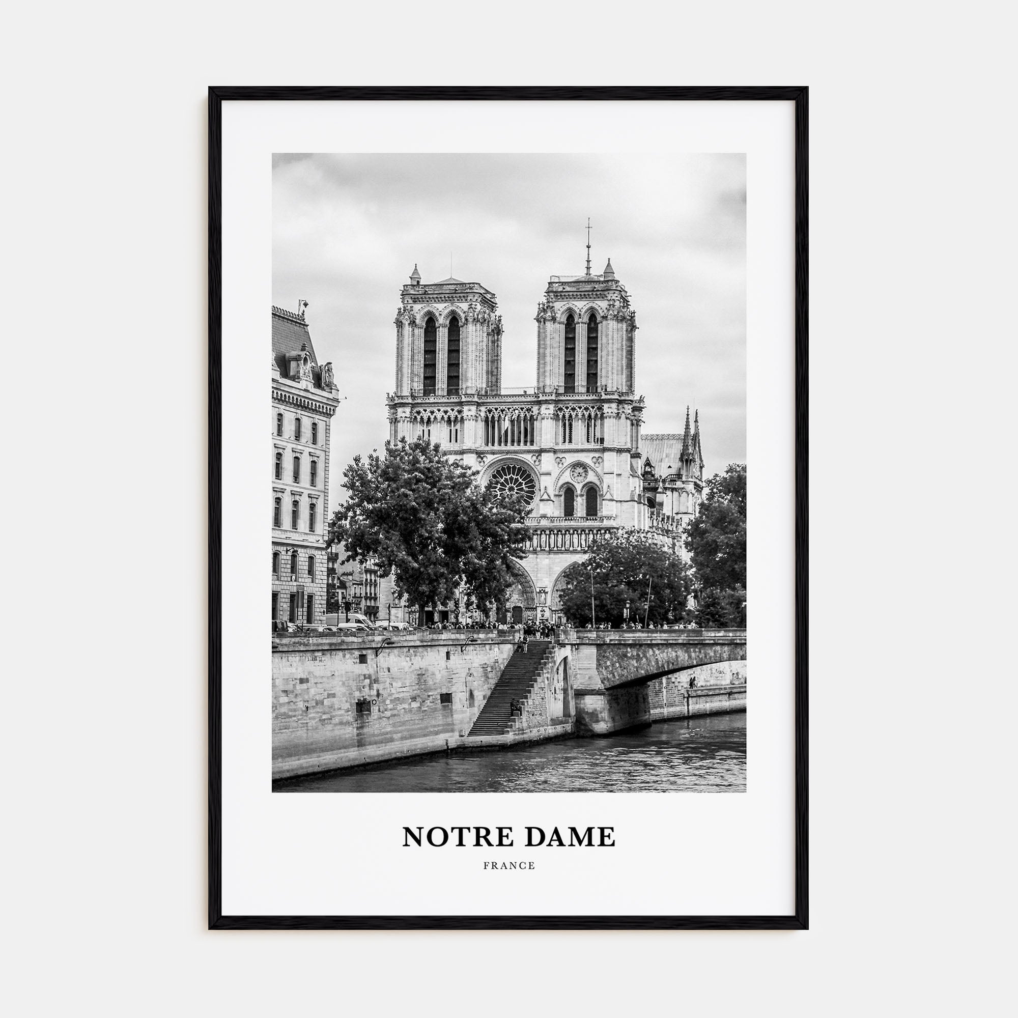 Notre Dame, France Portrait B&W No 2 Poster