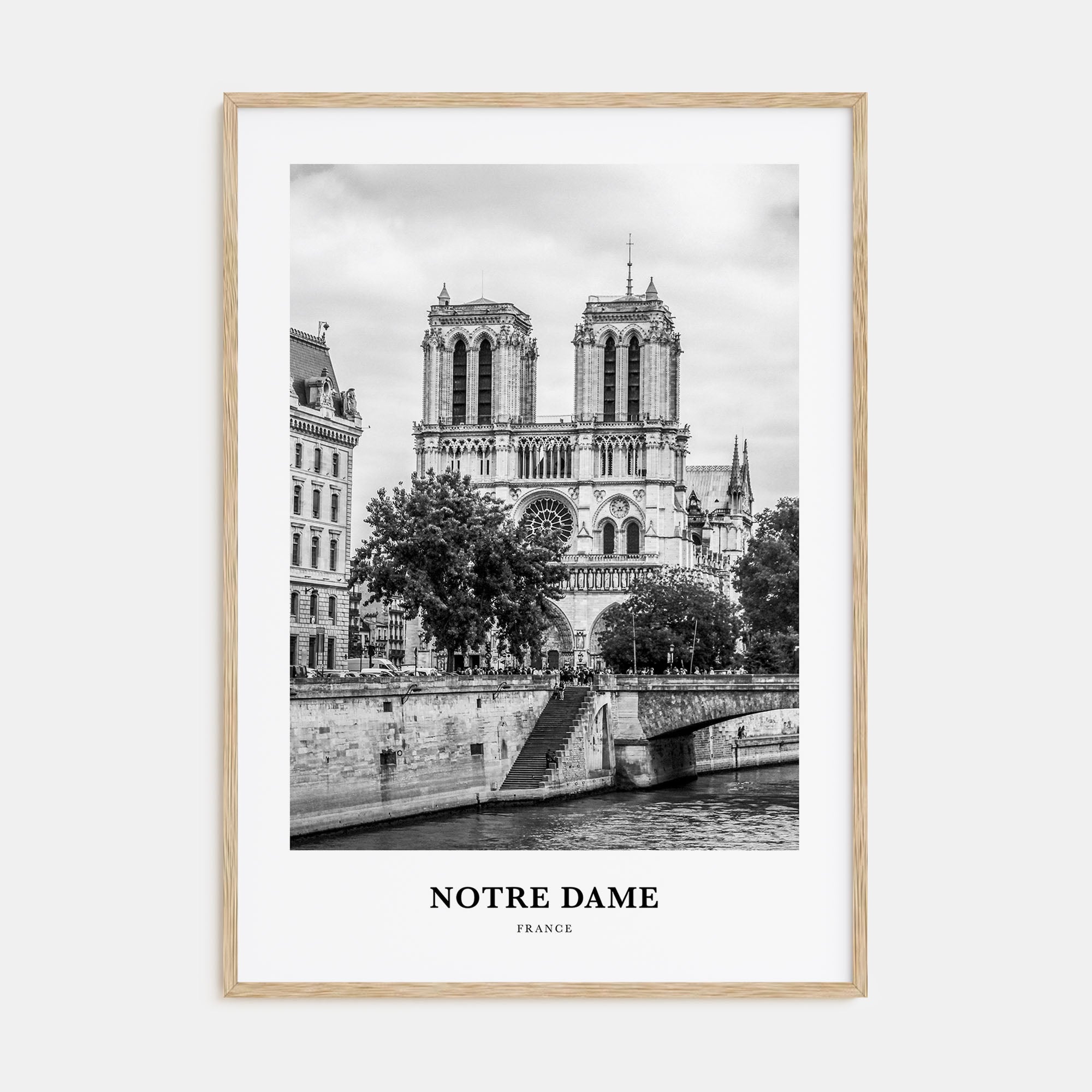 Notre Dame, France Portrait B&W No 2 Poster