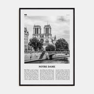 Notre Dame, France Travel B&W Poster