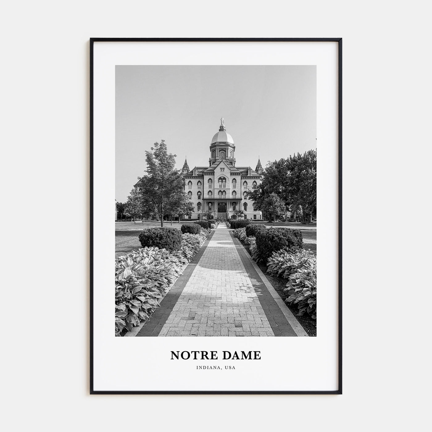 Notre Dame, Indiana Portrait B&W No 1 Poster