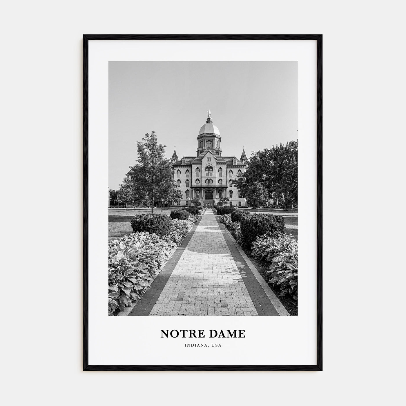 Notre Dame, Indiana Portrait B&W No 1 Poster