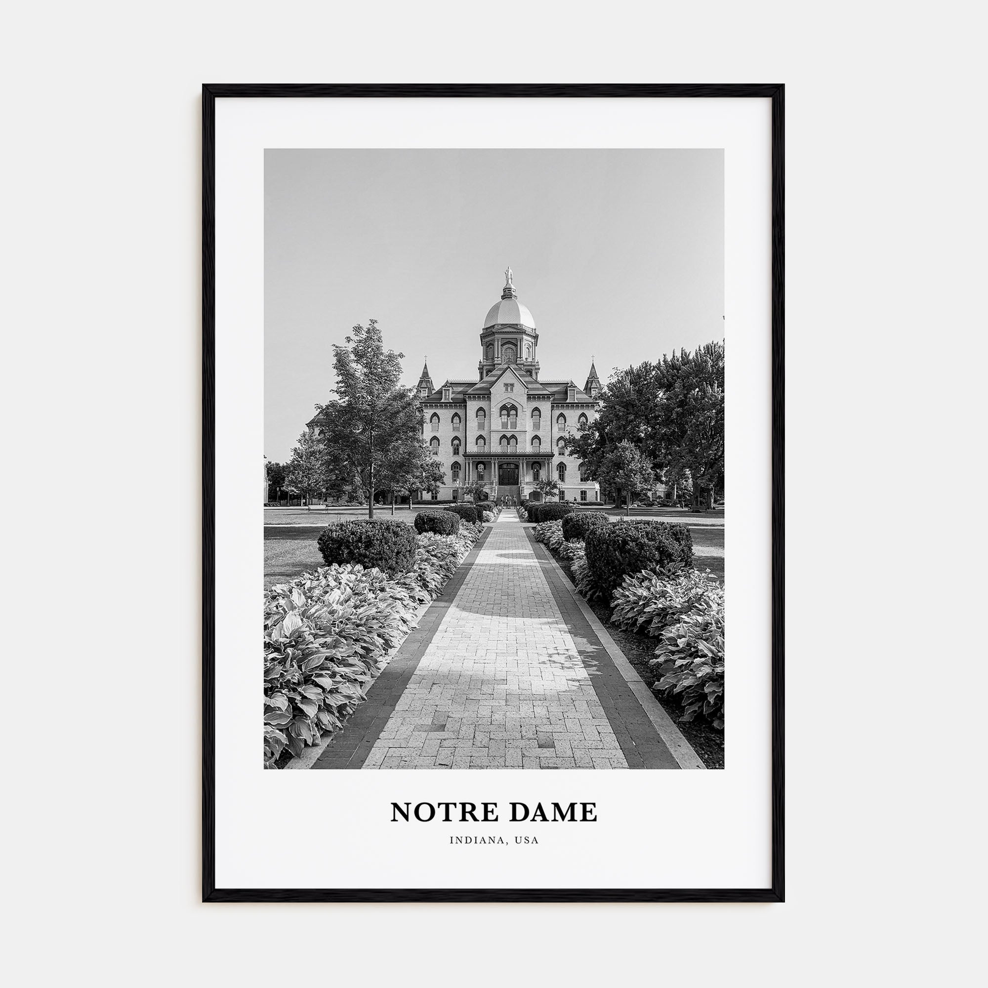 Notre Dame, Indiana Portrait B&W No 1 Poster