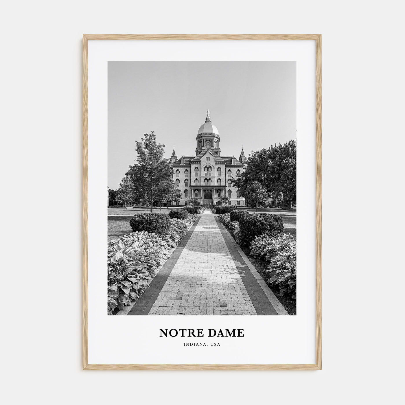 Notre Dame, Indiana Portrait B&W No 1 Poster