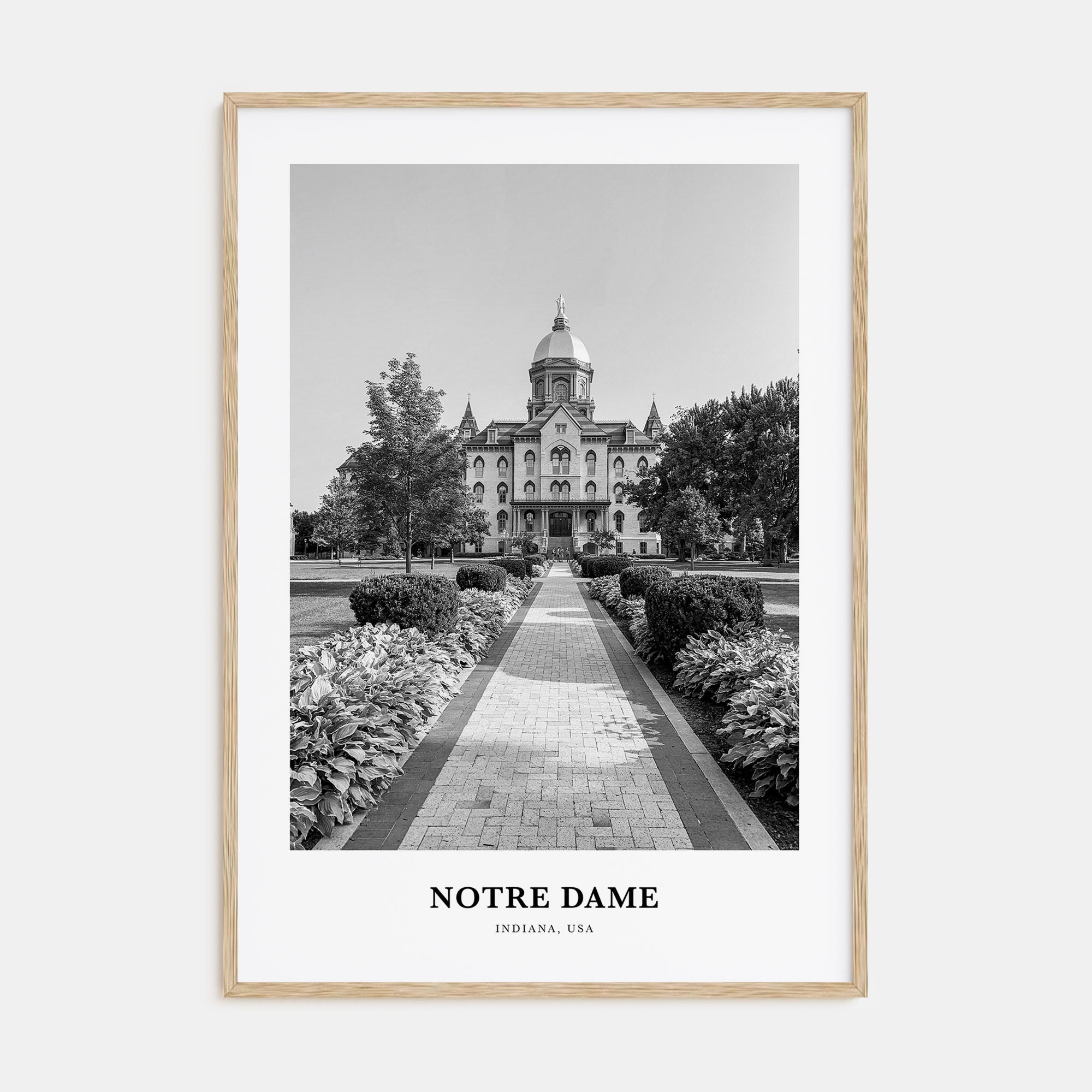 Notre Dame, Indiana Portrait B&W No 1 Poster