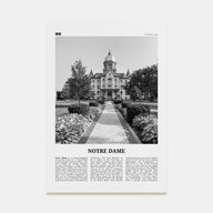 Notre Dame, Indiana Travel B&W Poster