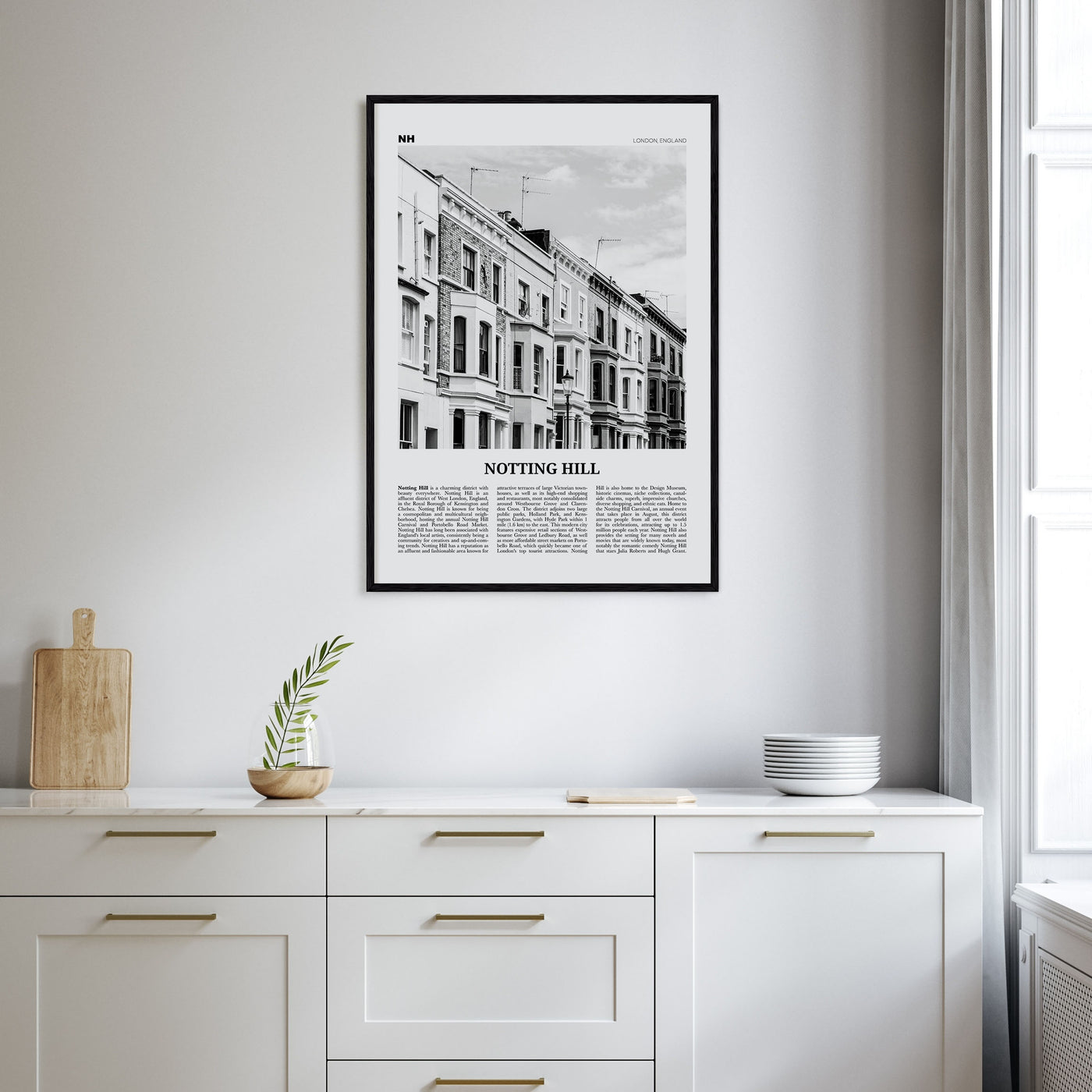 Notting Hill Travel B&W Poster