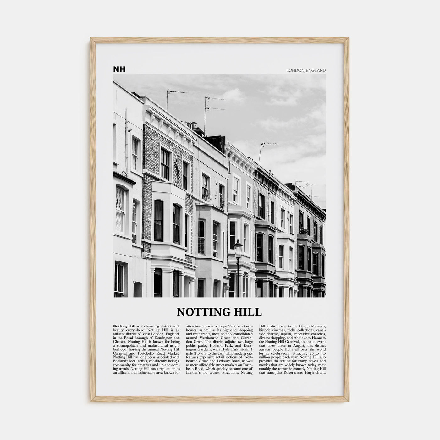 Notting Hill Travel B&W Poster