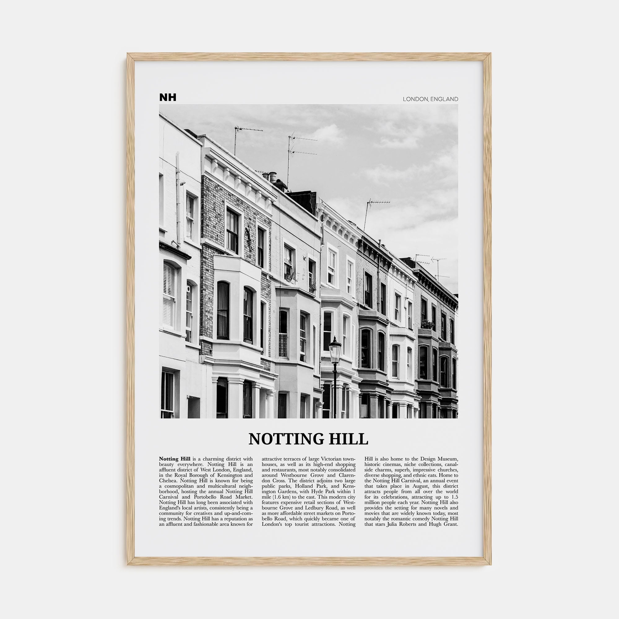 Notting Hill Travel B&W Poster