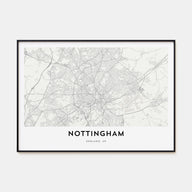 Nottingham Map Landscape Poster
