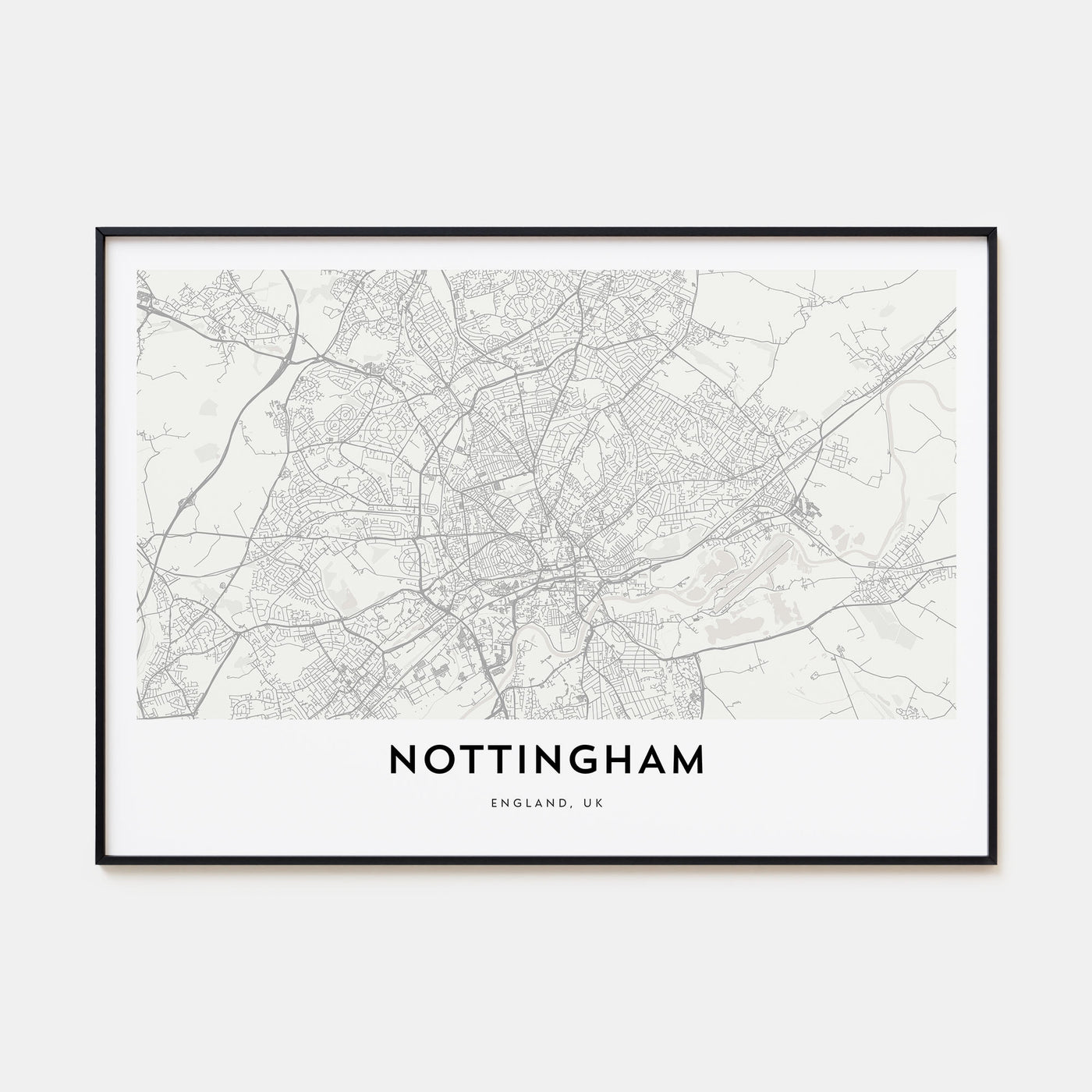 Nottingham Map Landscape Poster
