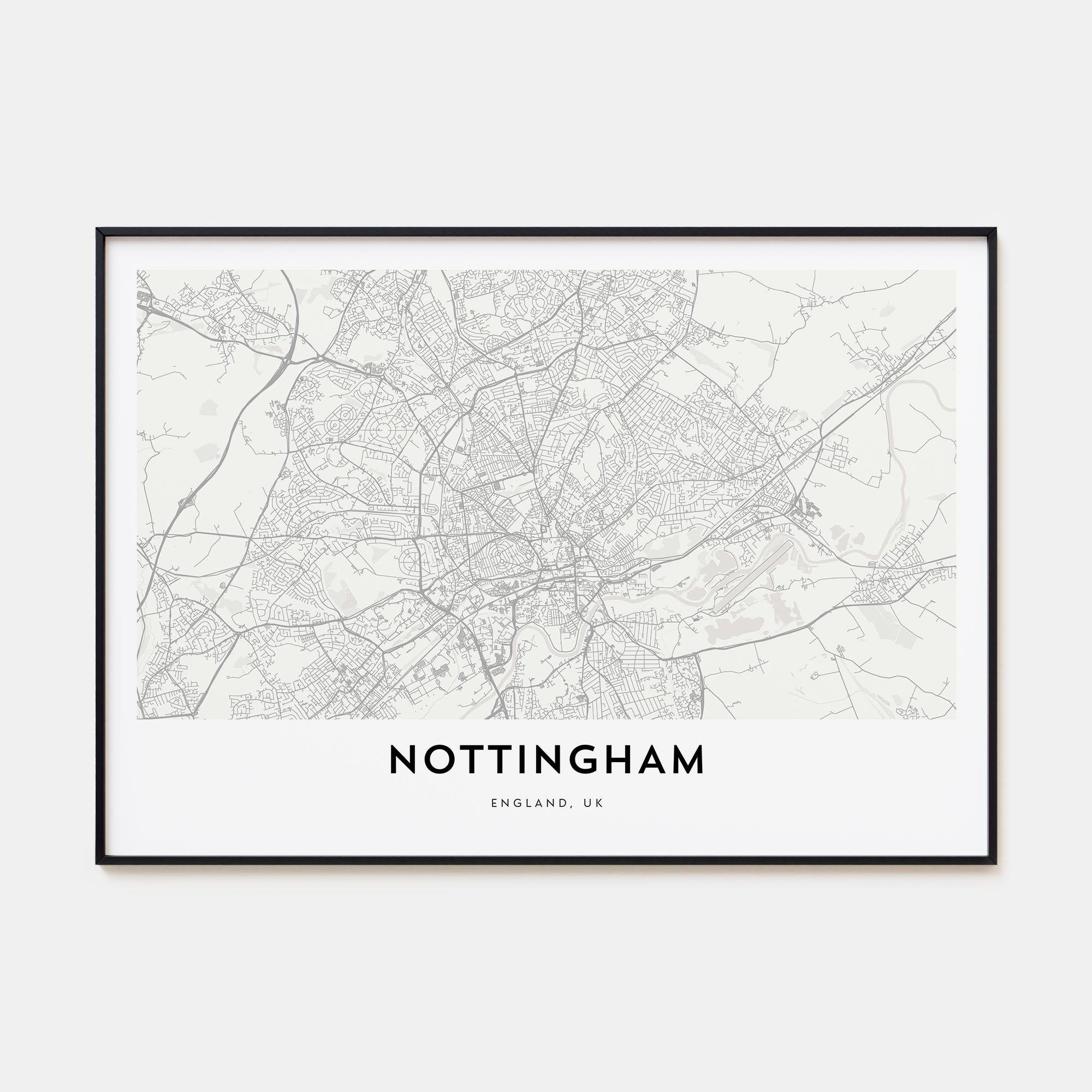 Nottingham Map Landscape Poster