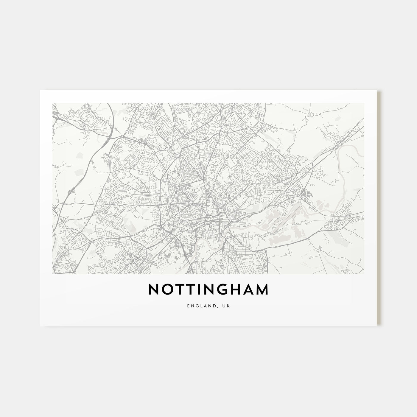Nottingham Map Landscape Poster