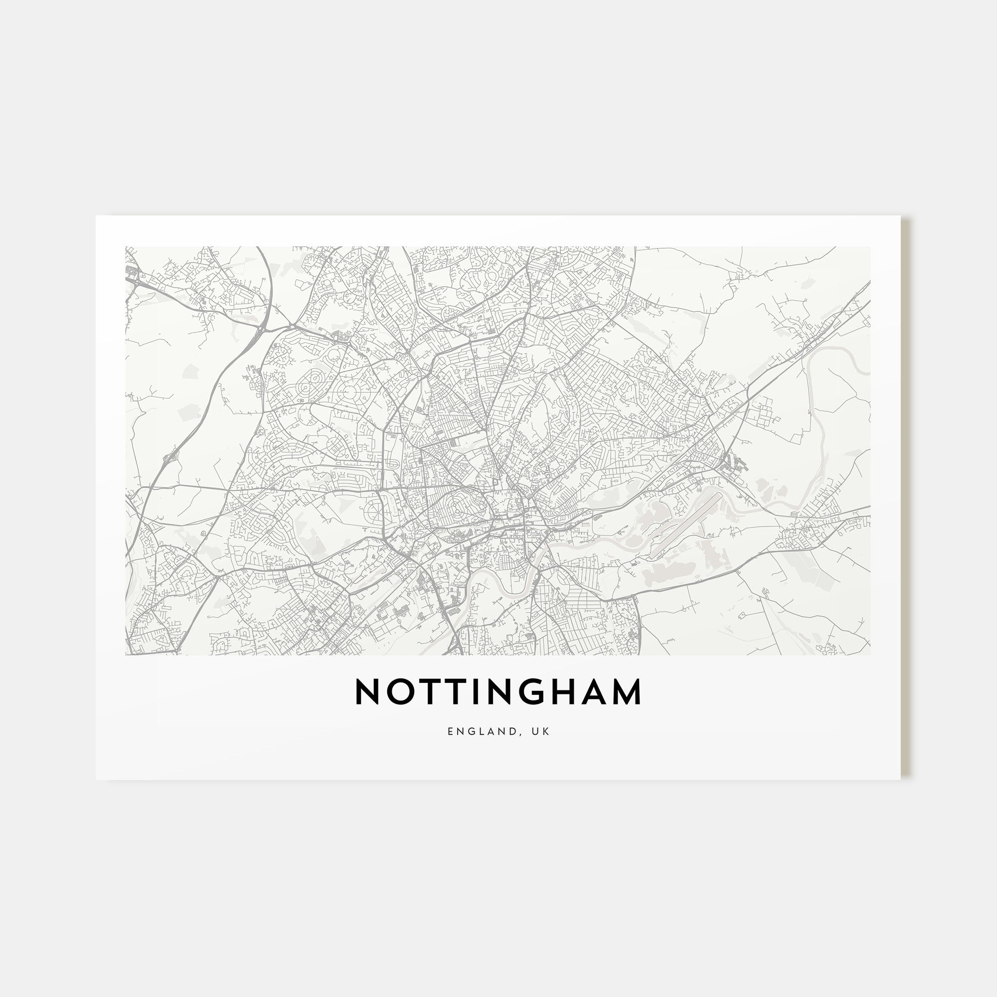 Nottingham Map Landscape Poster