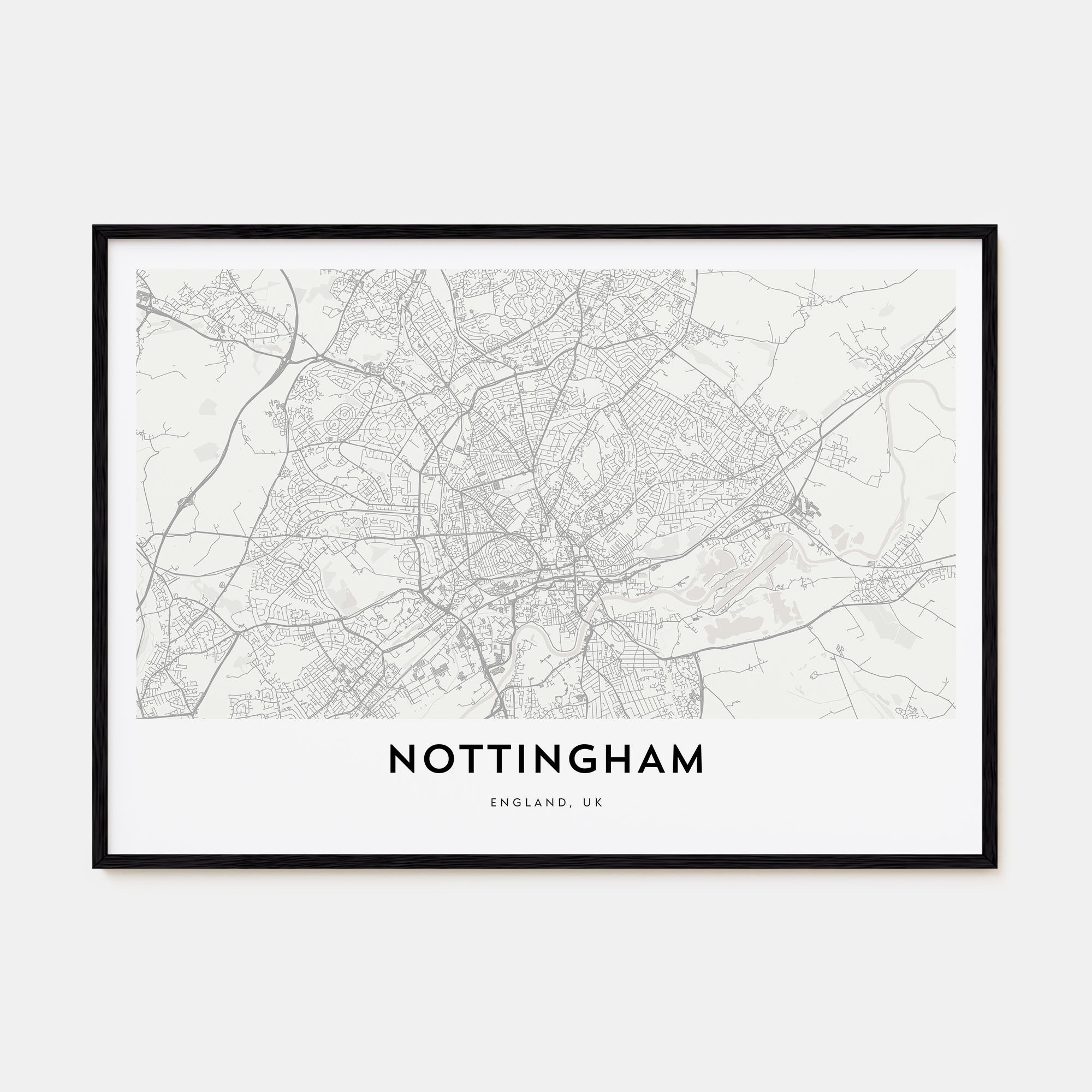 Nottingham Map Landscape Poster