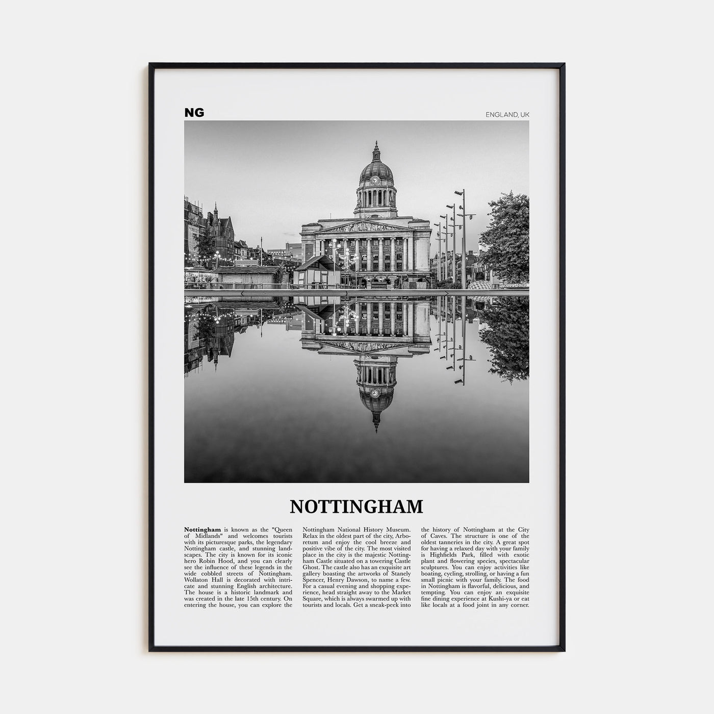 Nottingham Travel B&W Poster