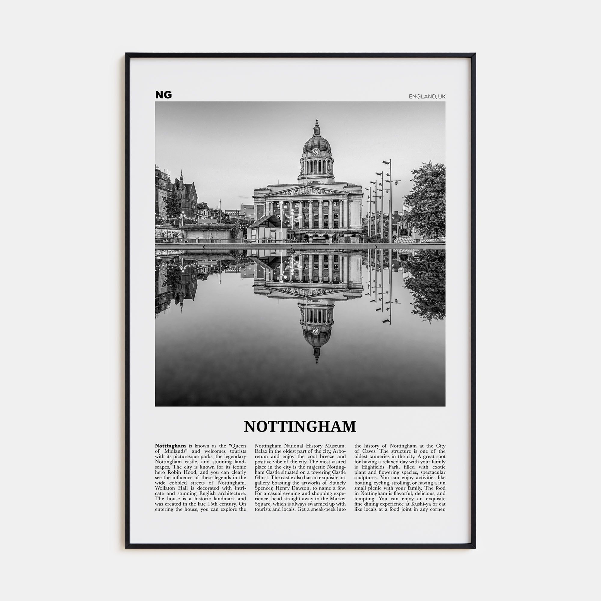 Nottingham Travel B&W Poster