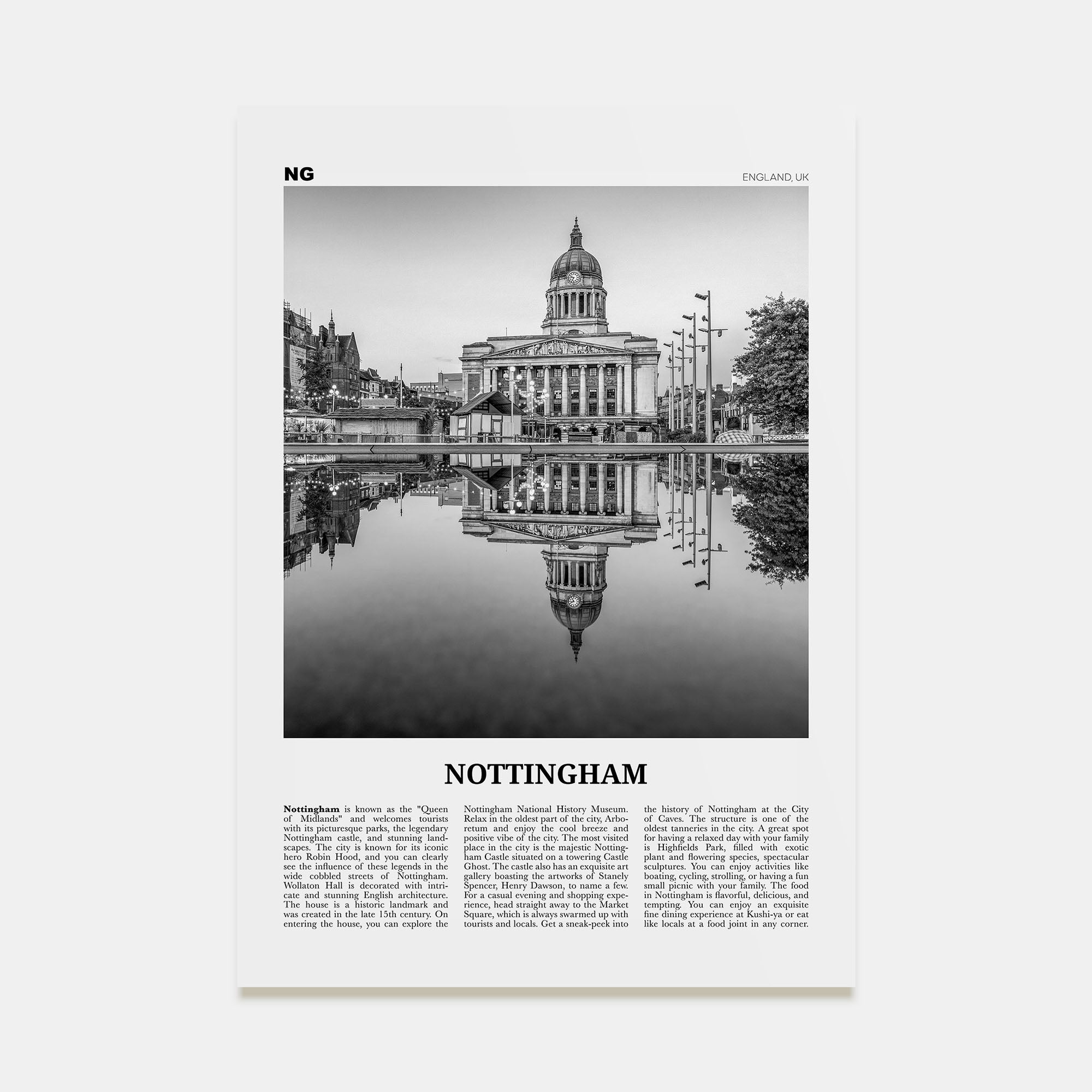Nottingham Travel B&W Poster