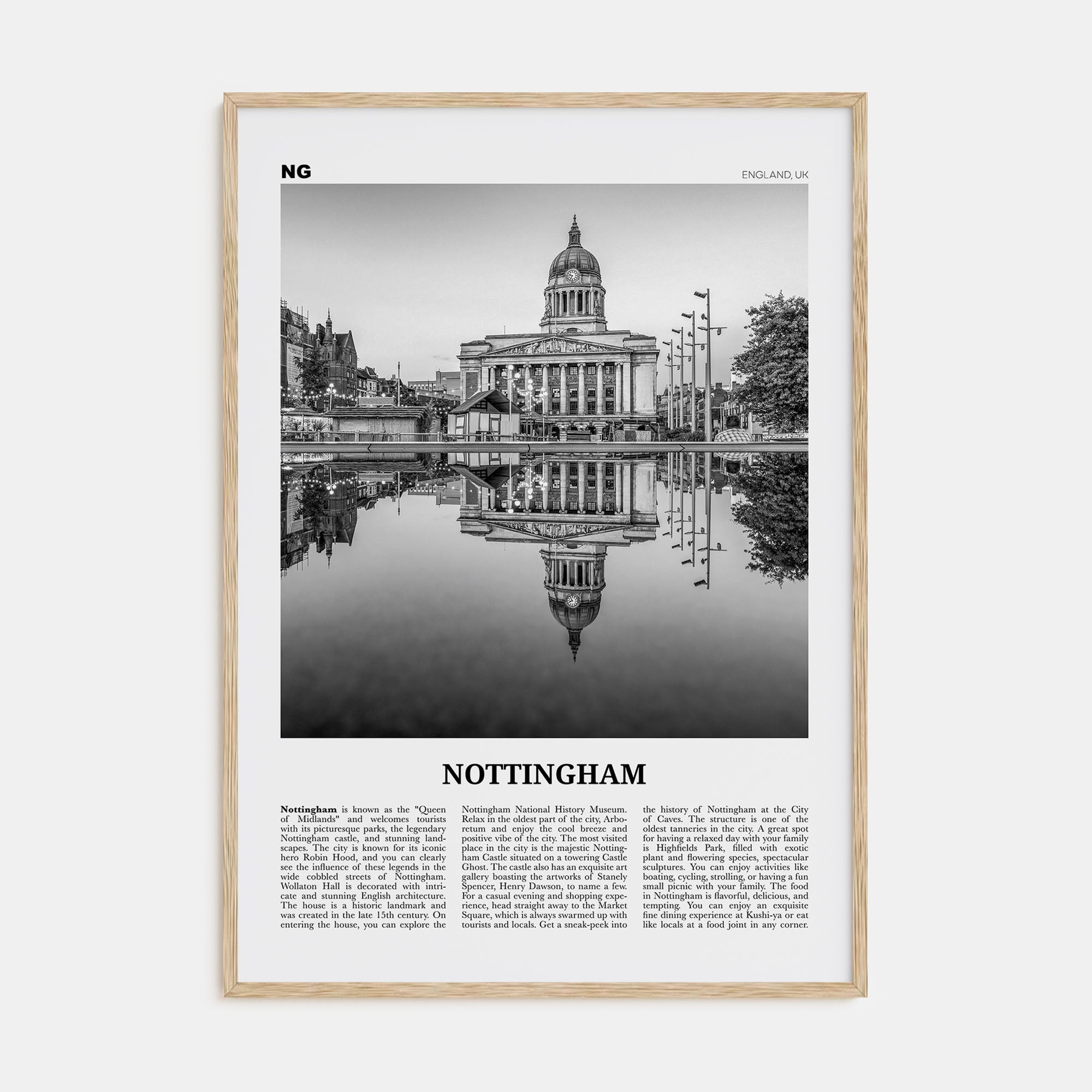 Nottingham Travel B&W Poster