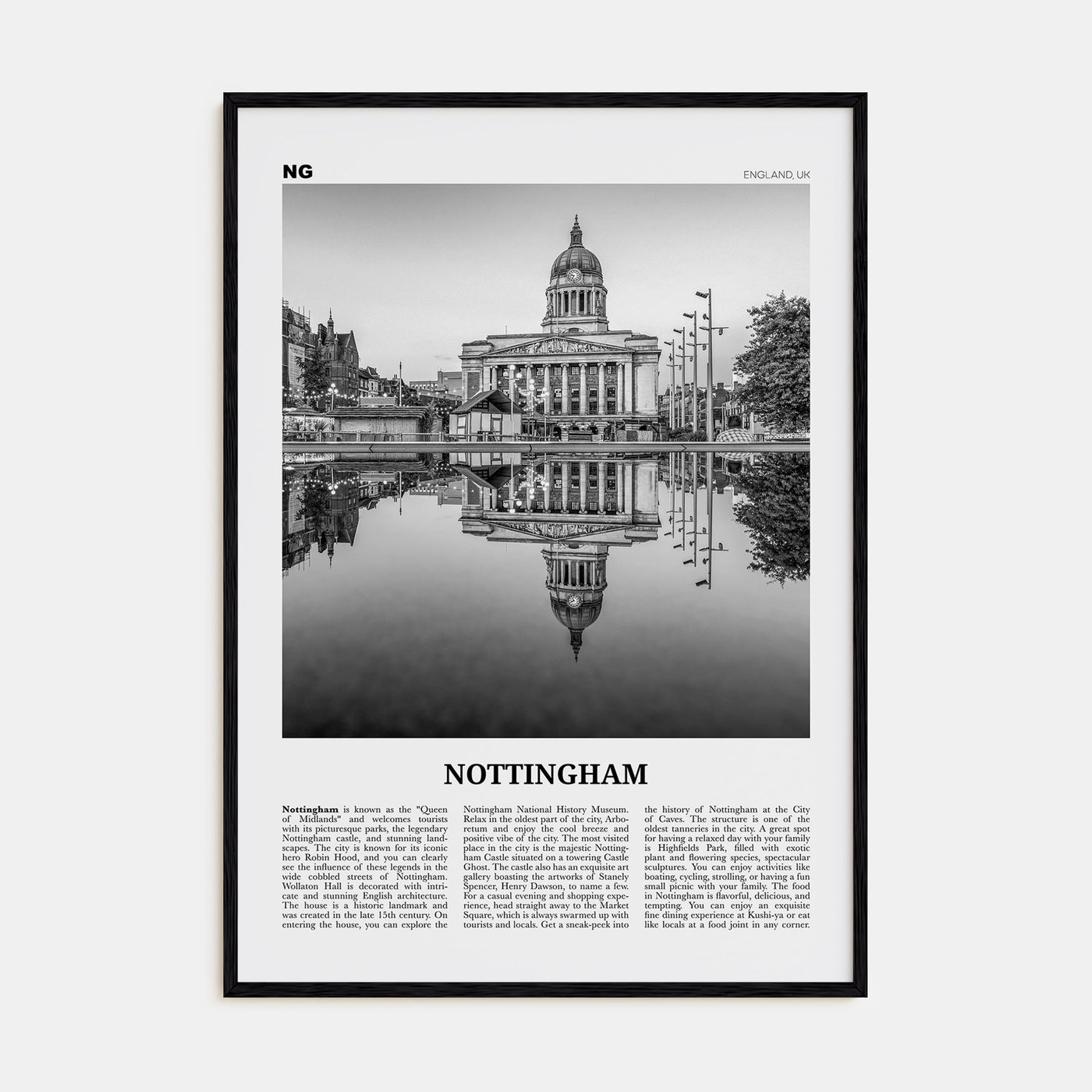 Nottingham Travel B&W Poster