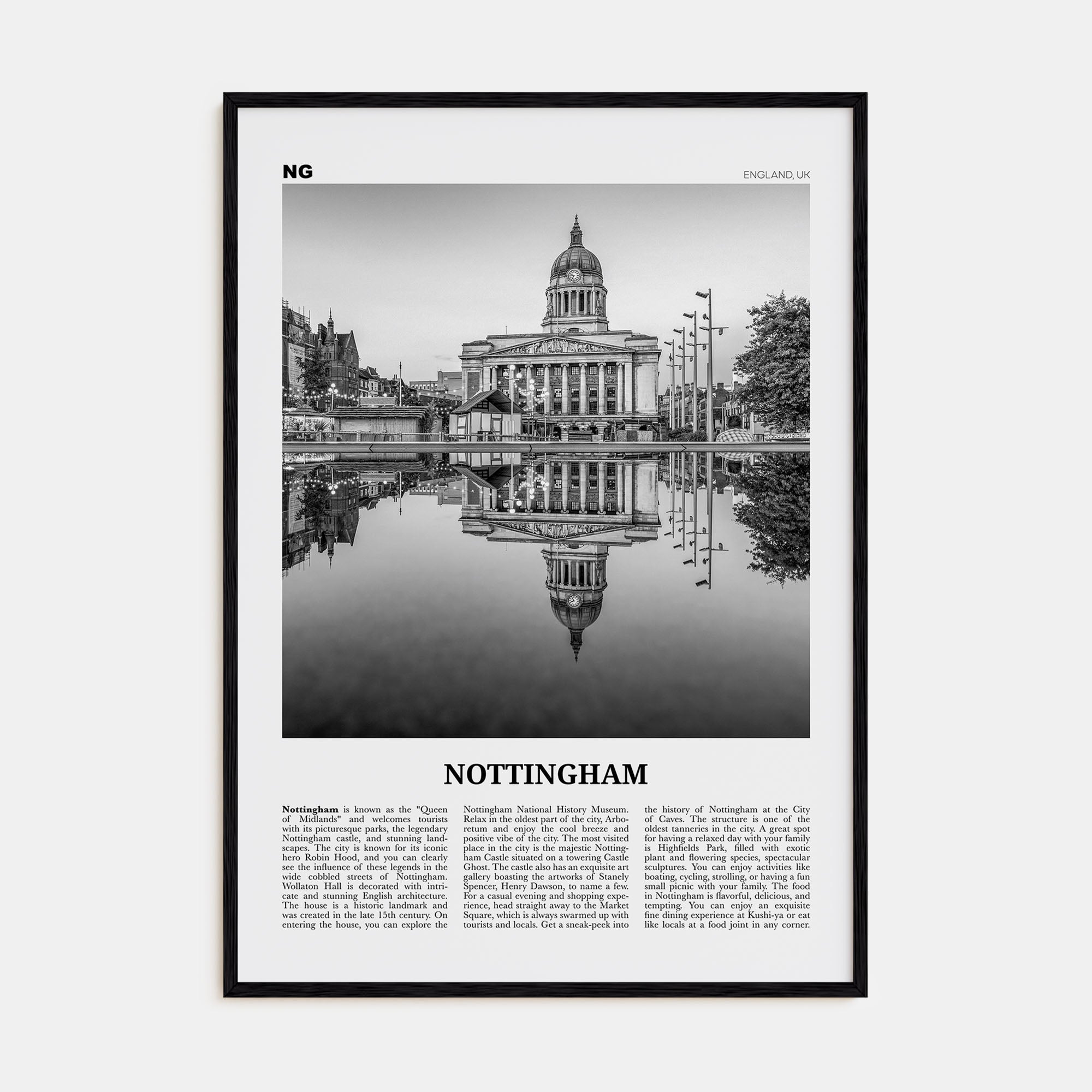 Nottingham Travel B&W Poster