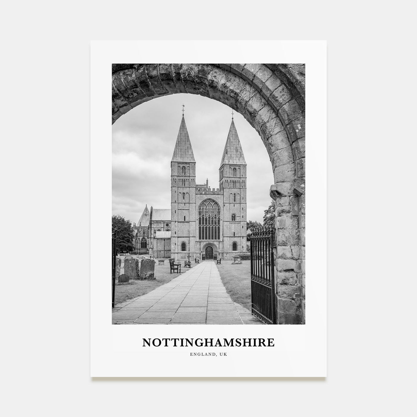 Nottinghamshire Portrait B&W Poster