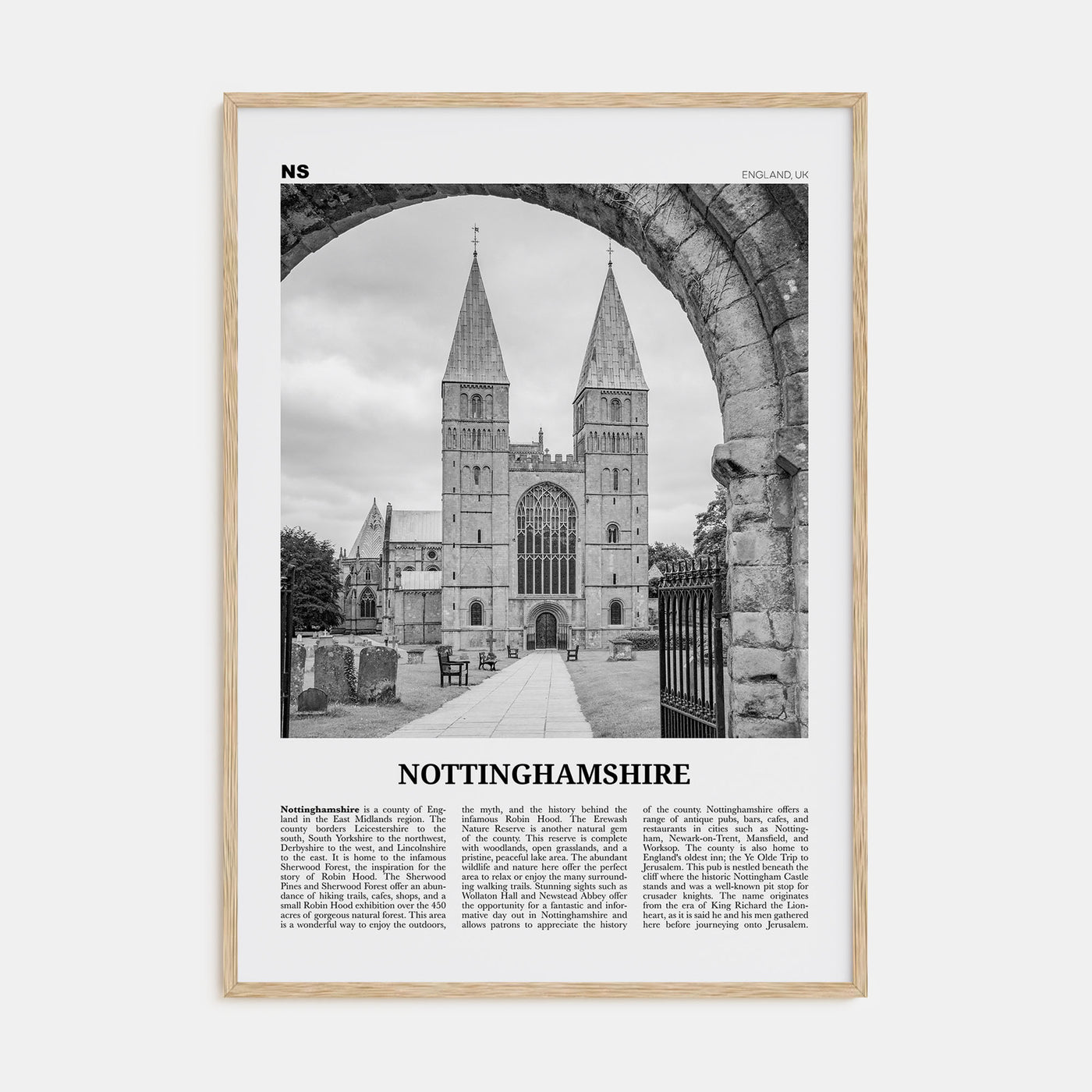 Nottinghamshire Travel B&W Poster
