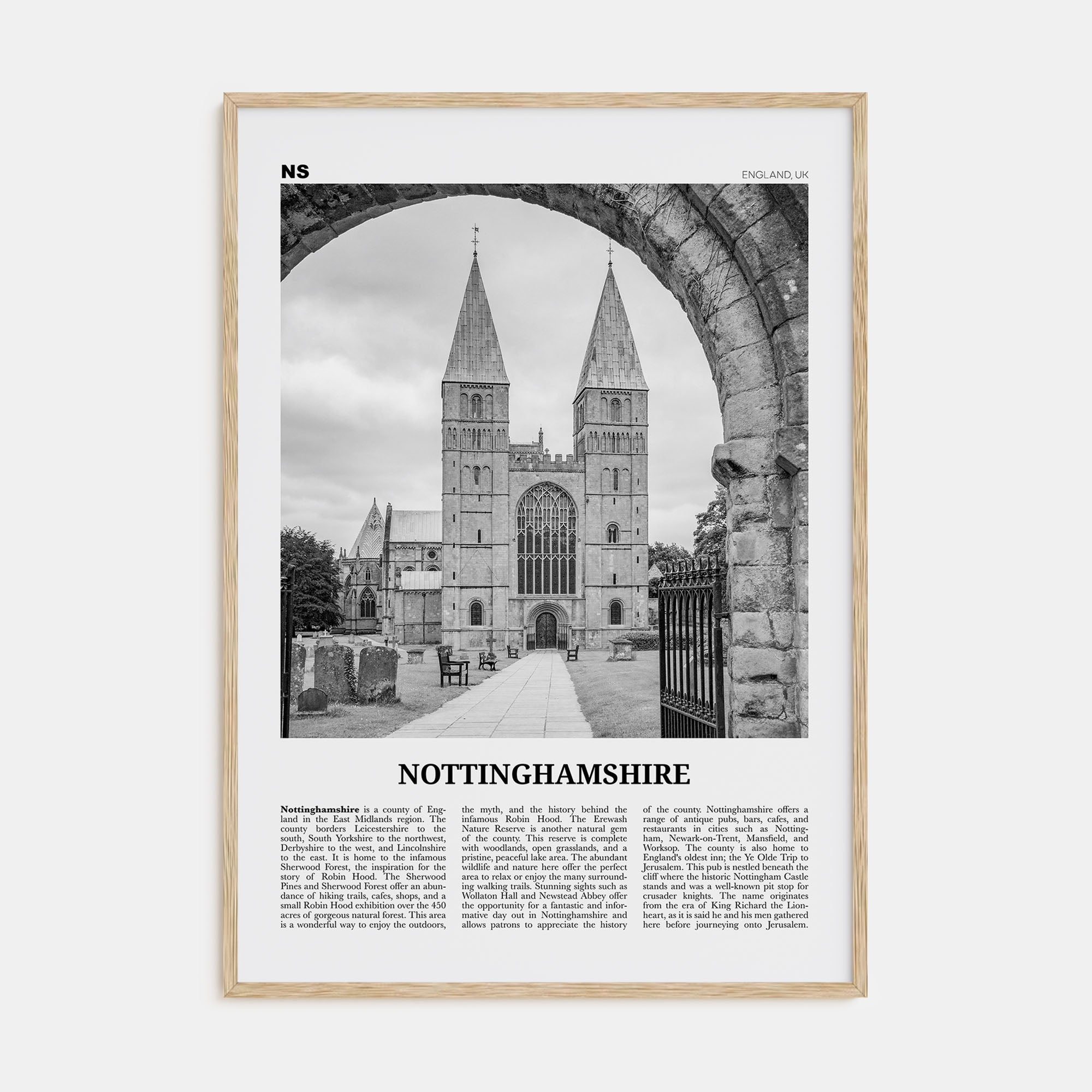 Nottinghamshire Travel B&W Poster