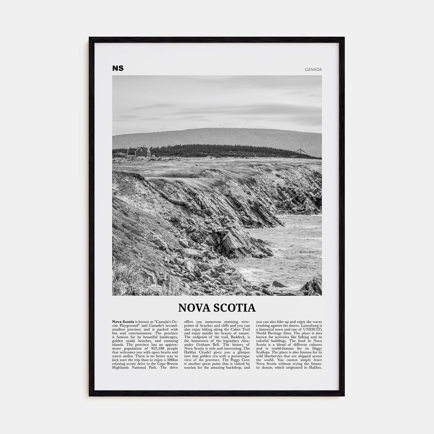 Nova Scotia Travel B&W Poster