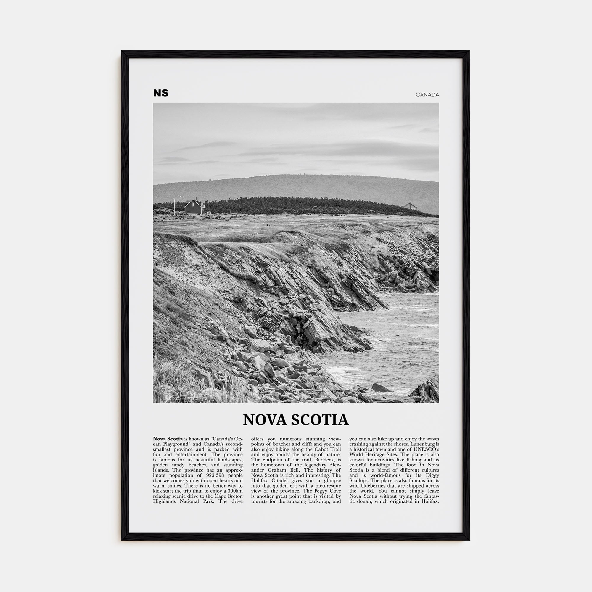 Nova Scotia Travel B&W Poster