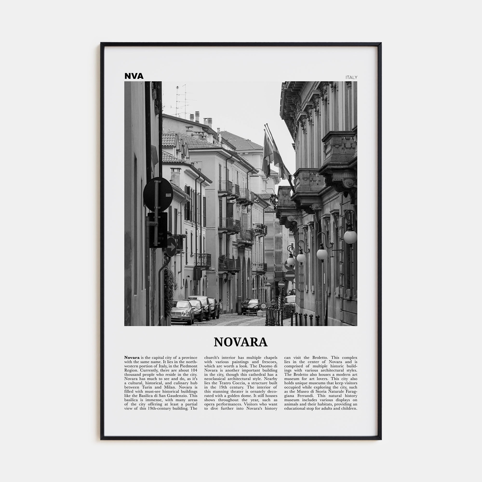 Novara Travel B&W Poster