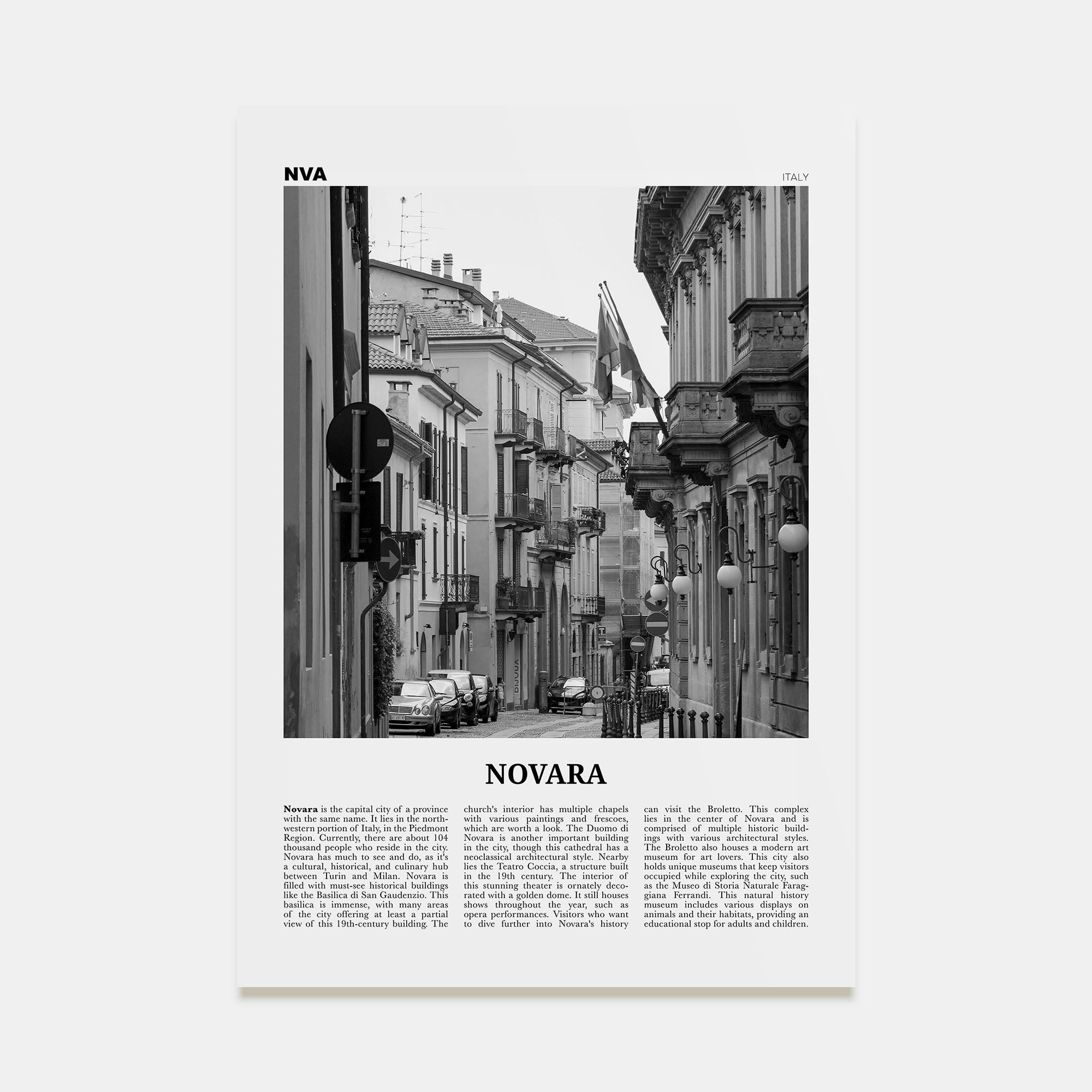 Novara Travel B&W Poster