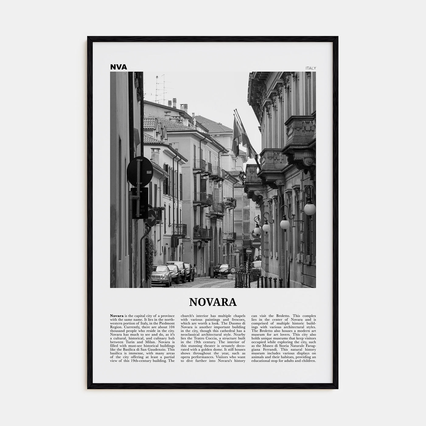 Novara Travel B&W Poster