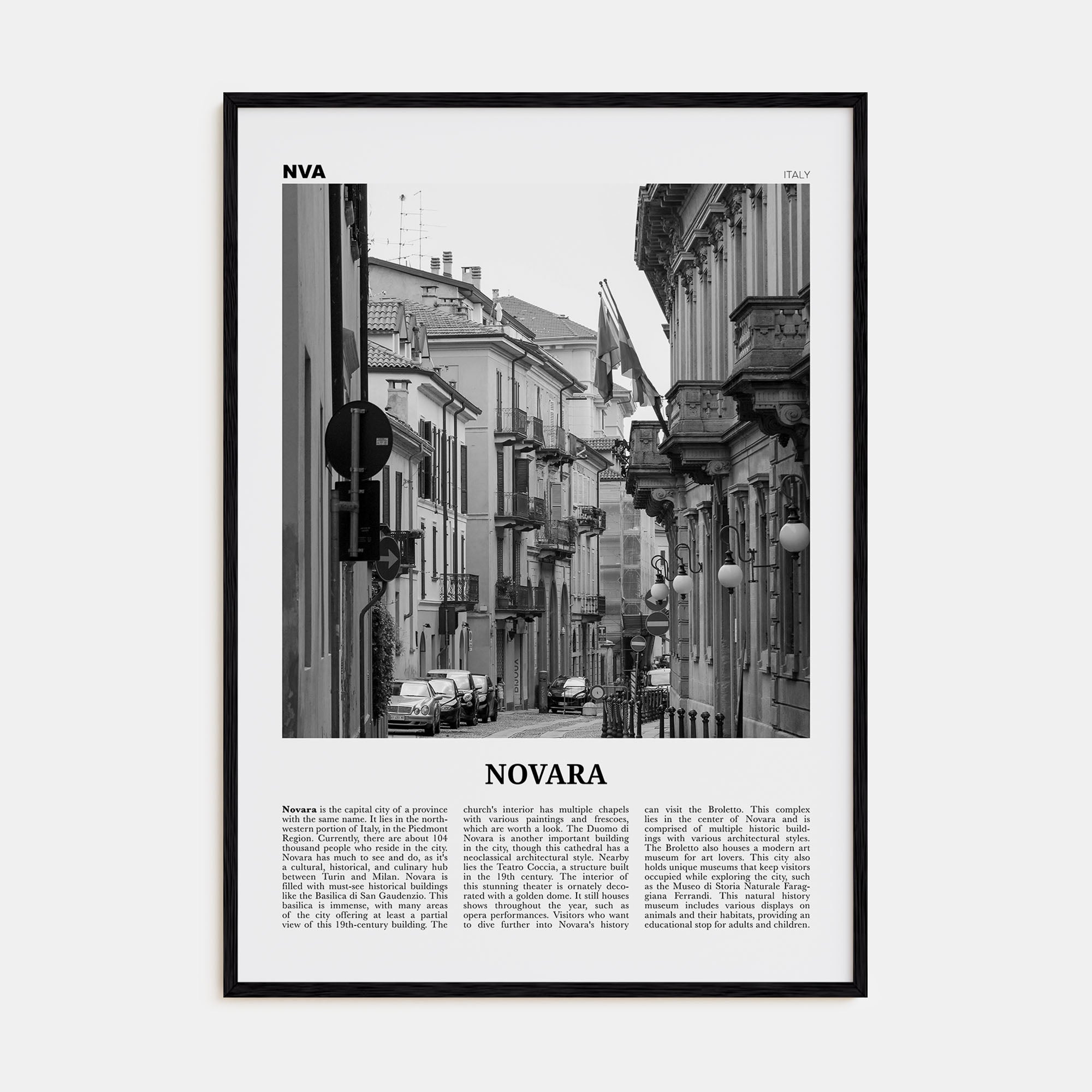 Novara Travel B&W Poster