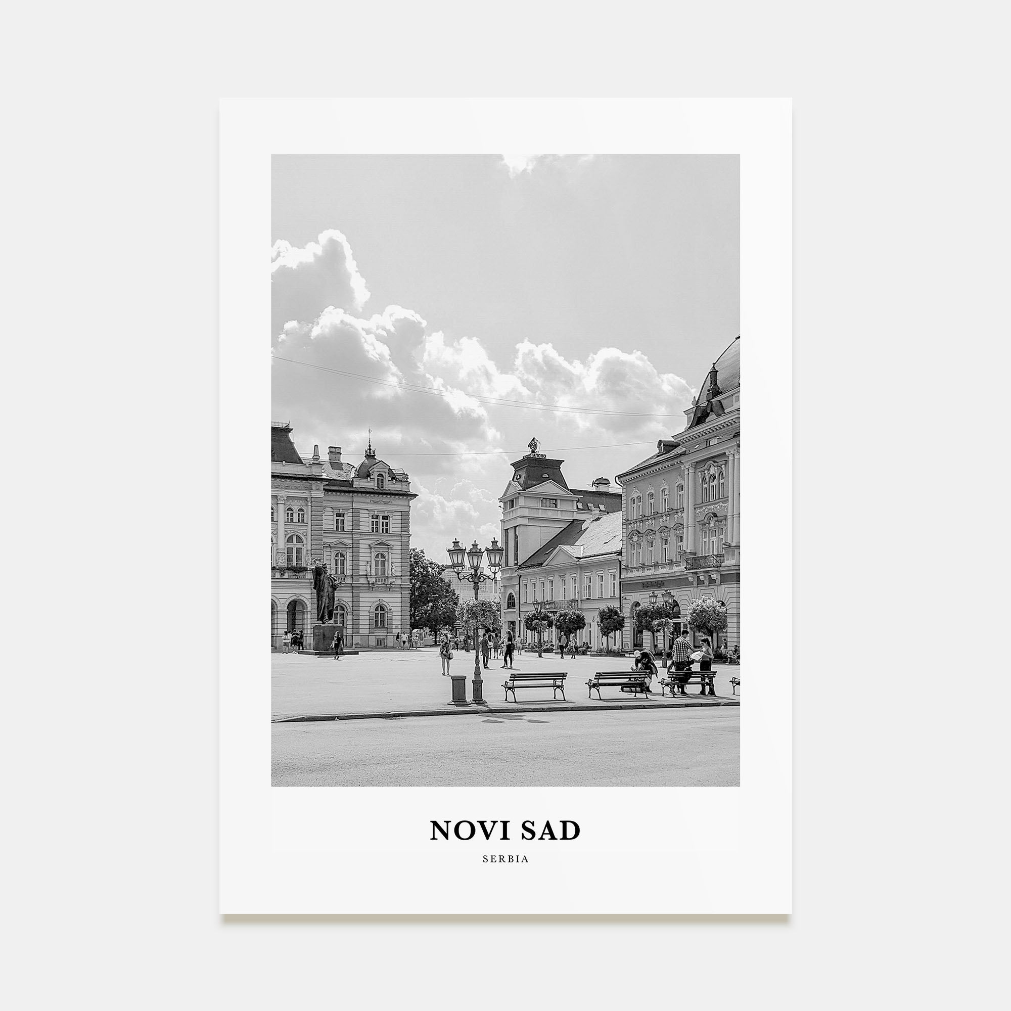 Novi Sad Portrait B&W Poster